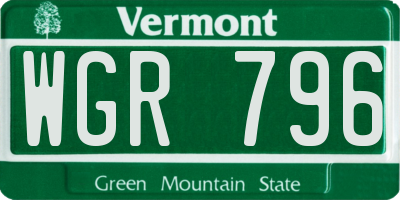 VT license plate WGR796