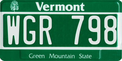 VT license plate WGR798