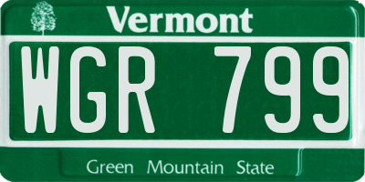 VT license plate WGR799