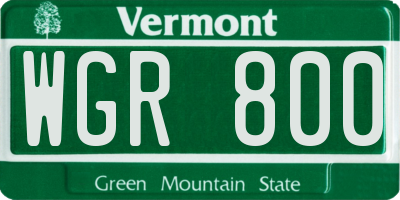 VT license plate WGR800
