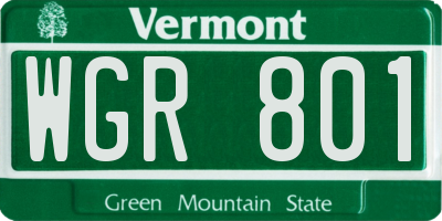 VT license plate WGR801