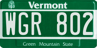 VT license plate WGR802