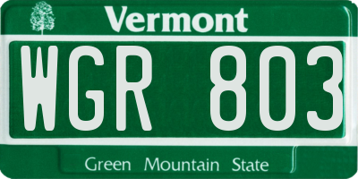 VT license plate WGR803