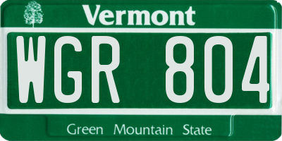 VT license plate WGR804