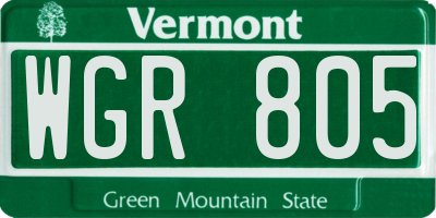 VT license plate WGR805