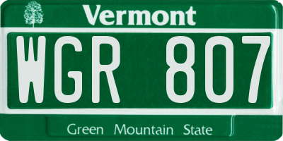 VT license plate WGR807