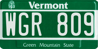 VT license plate WGR809