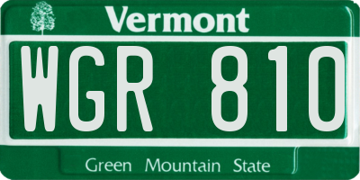 VT license plate WGR810