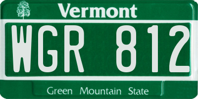 VT license plate WGR812