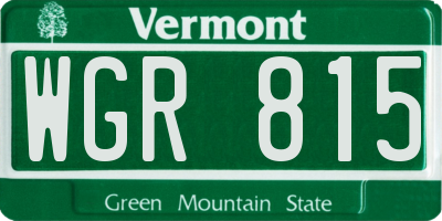 VT license plate WGR815