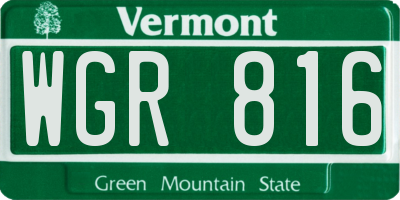 VT license plate WGR816