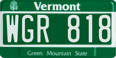 VT license plate WGR818