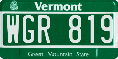 VT license plate WGR819