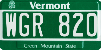 VT license plate WGR820