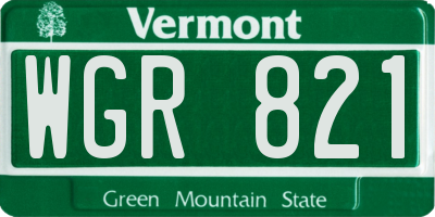VT license plate WGR821