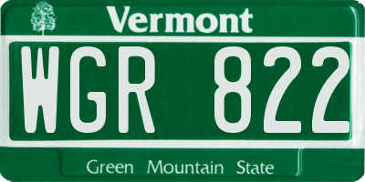 VT license plate WGR822