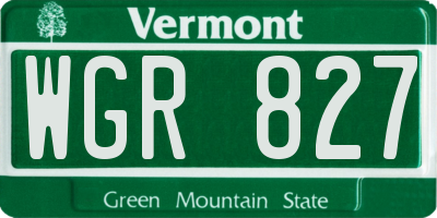 VT license plate WGR827