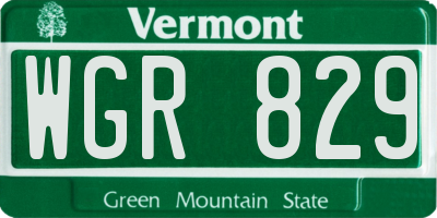 VT license plate WGR829