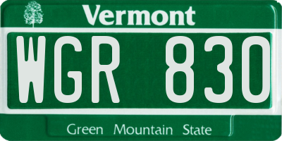 VT license plate WGR830