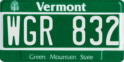 VT license plate WGR832