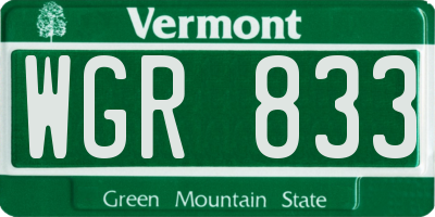 VT license plate WGR833