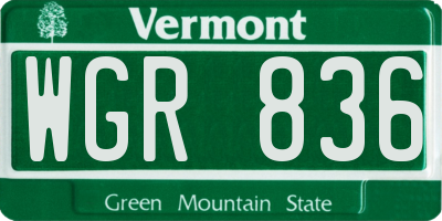 VT license plate WGR836