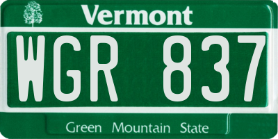 VT license plate WGR837