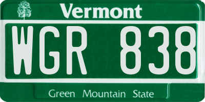 VT license plate WGR838