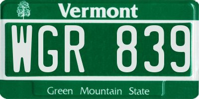VT license plate WGR839