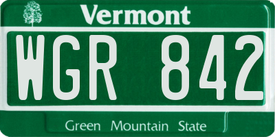 VT license plate WGR842