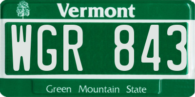 VT license plate WGR843