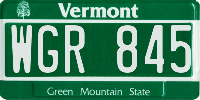 VT license plate WGR845