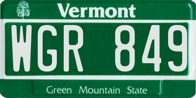 VT license plate WGR849