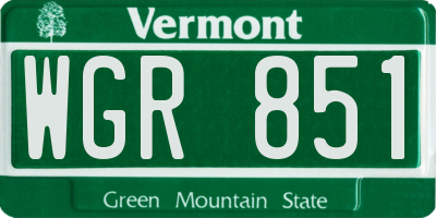 VT license plate WGR851