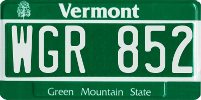 VT license plate WGR852