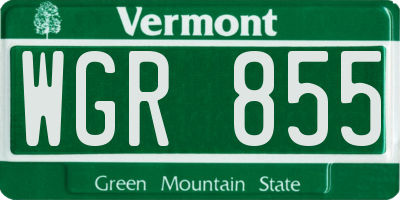 VT license plate WGR855