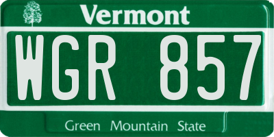 VT license plate WGR857