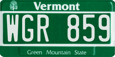 VT license plate WGR859
