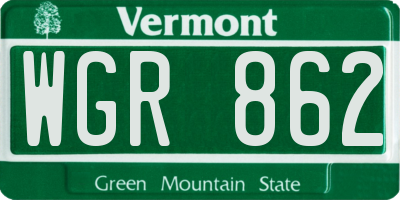 VT license plate WGR862