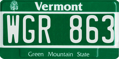 VT license plate WGR863