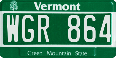 VT license plate WGR864