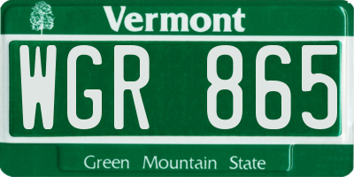 VT license plate WGR865