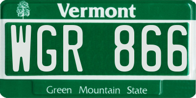 VT license plate WGR866