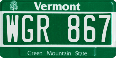 VT license plate WGR867