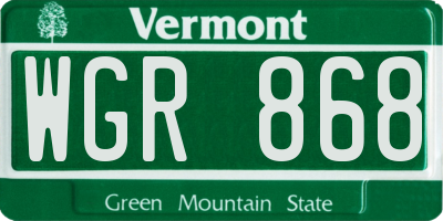 VT license plate WGR868