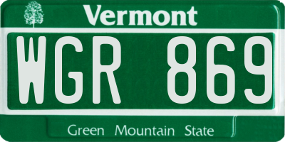 VT license plate WGR869