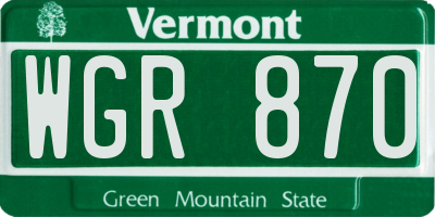 VT license plate WGR870