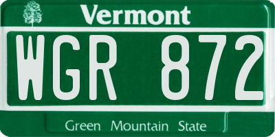 VT license plate WGR872