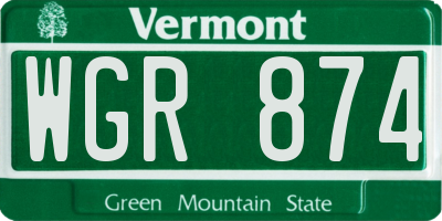 VT license plate WGR874
