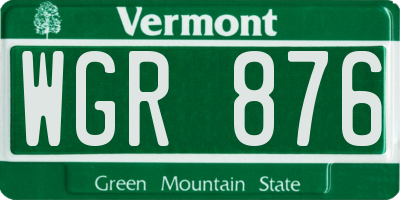 VT license plate WGR876